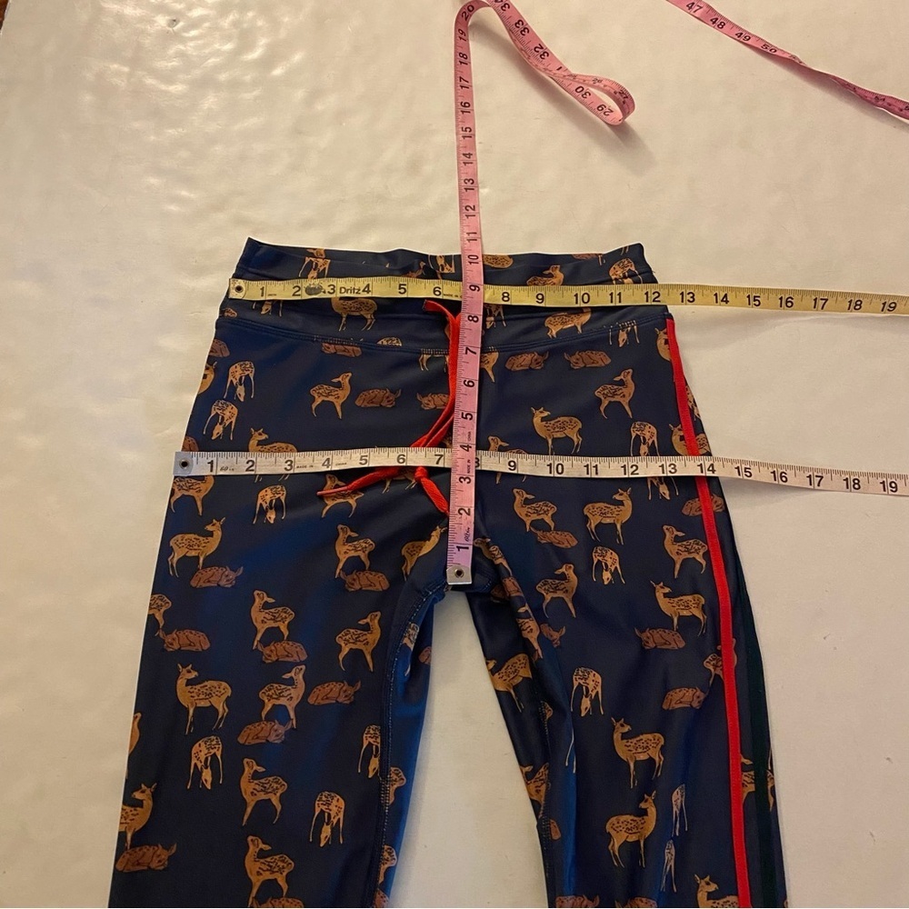 The Upside Deer Print Yoga Pants Leggings Womens Size Small Fawn Blue Drawstring - Picture 8 of 10